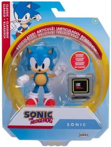 Sonic The Hedgehog Figura de 10,2 cm – Sonic Clásico con caja de artículos de velocidad