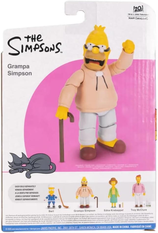 The Simpsons Cifras de acción de 5 Pulgadas con bastón de Abuelo Simpson