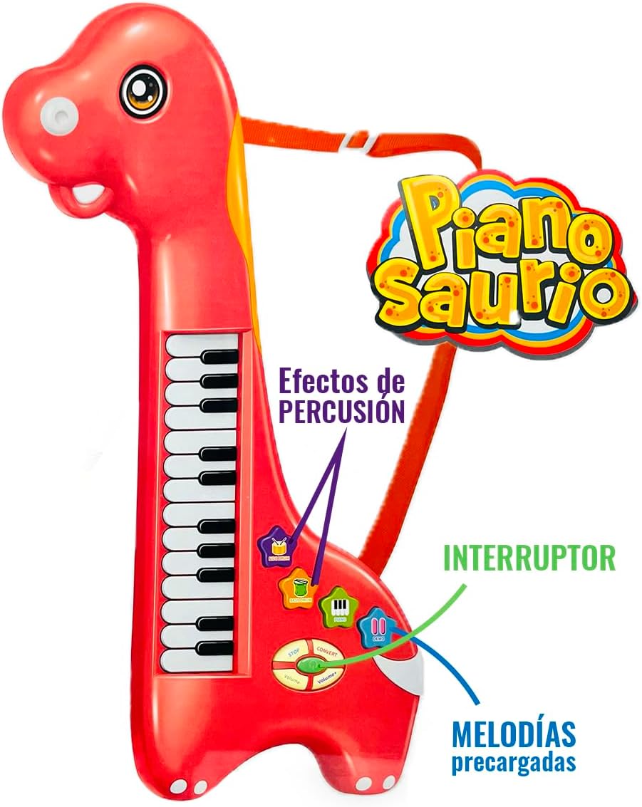 Ult Pianosaurio Piano en Forma de Dinosaurio Diferentes melodias Instrumento Musical de Juguete