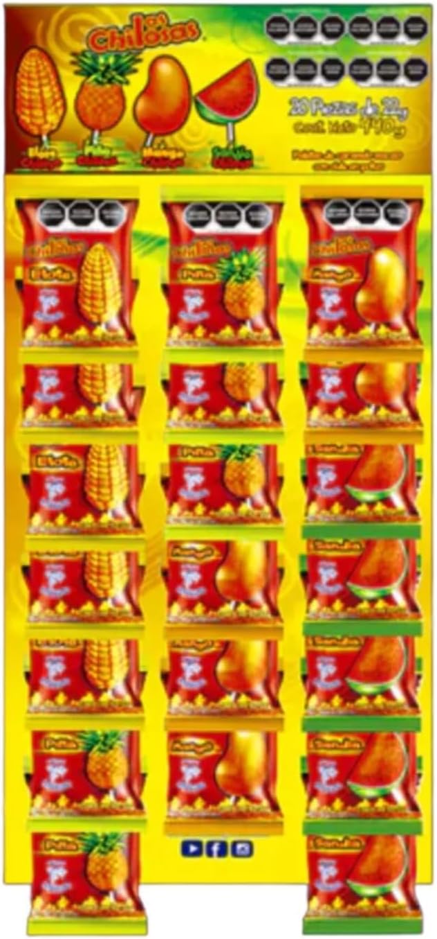Miguelito Tira Chilosas - Elote, Piña, Mango y Sandía, 20 piezas