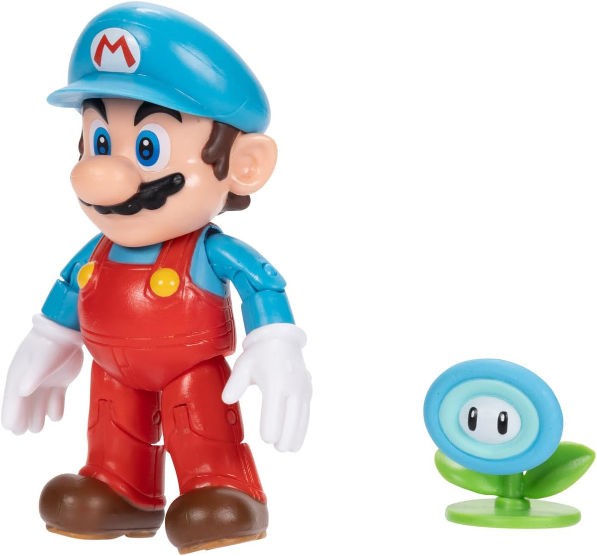 Nintendo Super Mario Figura Poseable de Mario de Hielo de 4 Pulgadas con Accesorio de Flores de Hielo. A Partir de 3 años (Licencia Oficial)