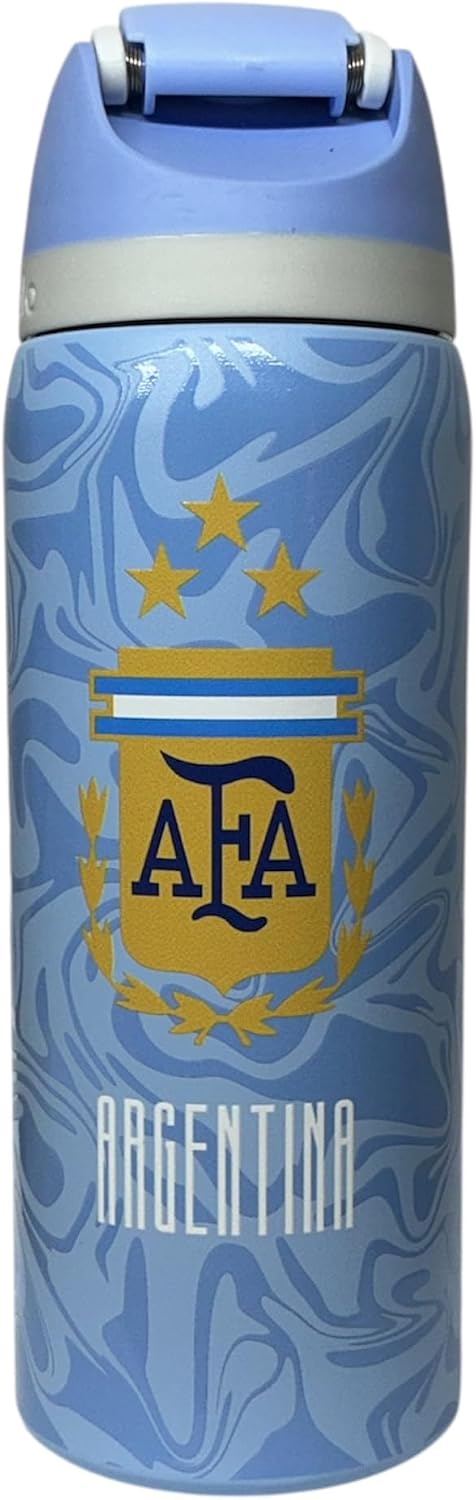 Generico TOP PREMIUM Botella de Agua Deportiva Argentina AFA, Diseño Conmemorativo Copa del Mundo, LM10, Azul con Estrellas, Termo edicion limitada, coleccionable