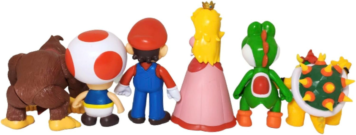 FANTASY UNIVERSE Set de Figuras Mario Bros Pack de 6 Super Juguetes Mario Yoshi Donkey Kong Princesa Peach Toad Bowser Kuppa Colección Acción Niños