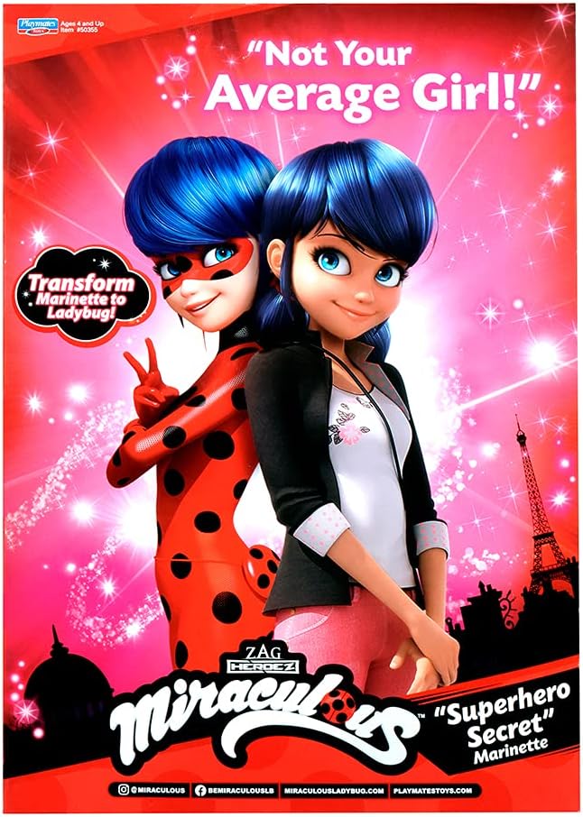 Ladybug Miraculous Fashion Doll de Marinette con 2 Outfits Muñeca Articulada para Niñas Marinette se Convierte Producto Oficial