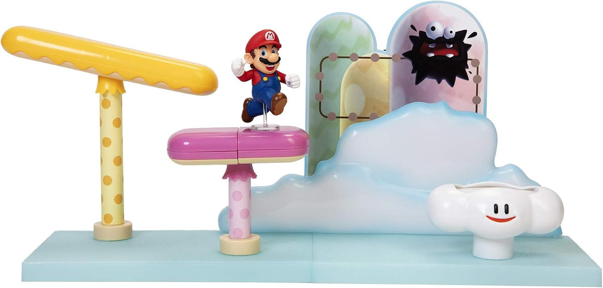 Nintendo Super Mario Cloud World Diorama Set with 2.5" Running Mario Action Figure