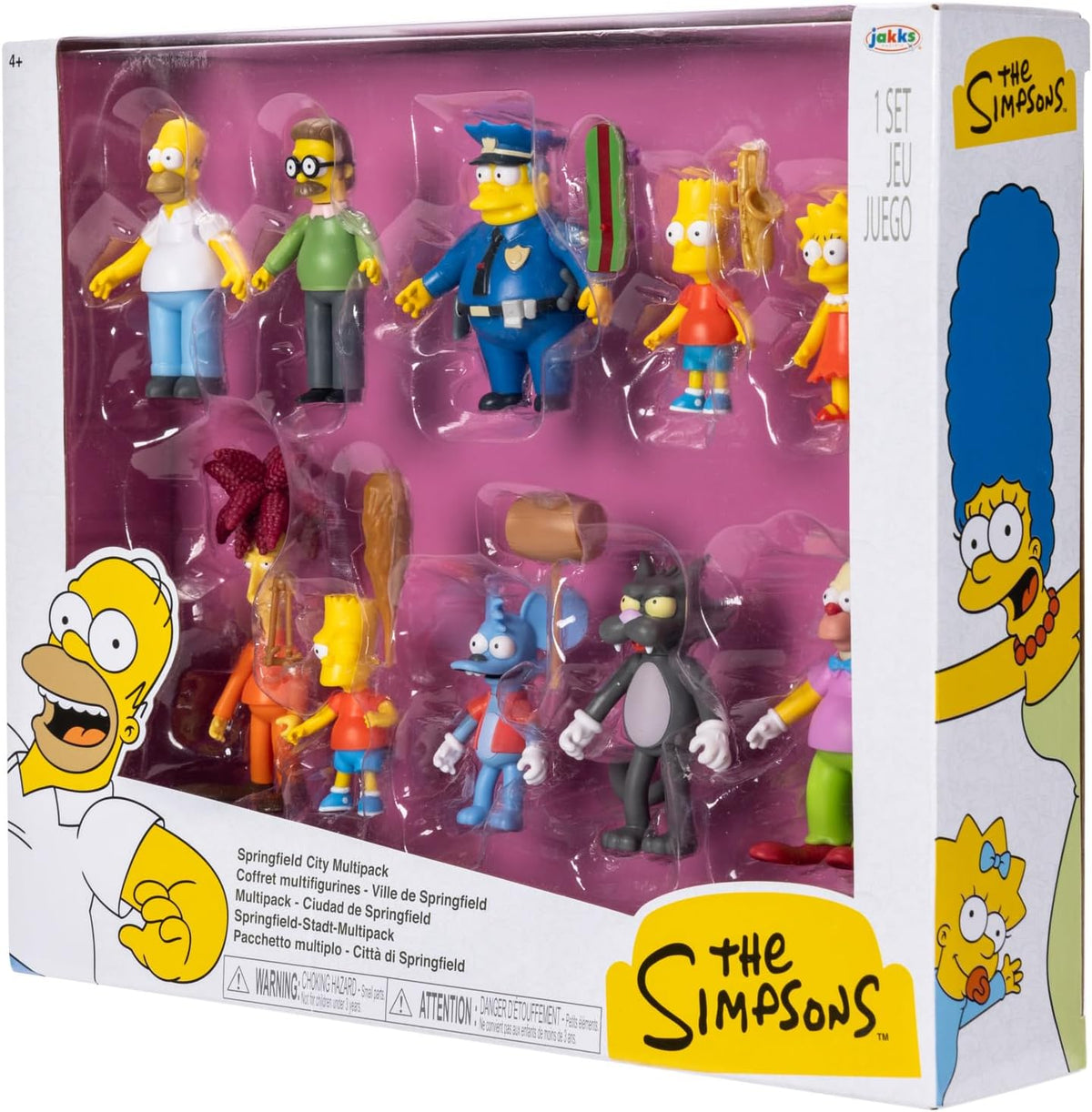 Jakks Pacific - The Simpsons, Set de Figuras Coleccionables Springfield City Multipack, 10 Personajes Articulados, 6 cm, para Niños 3+ Años
