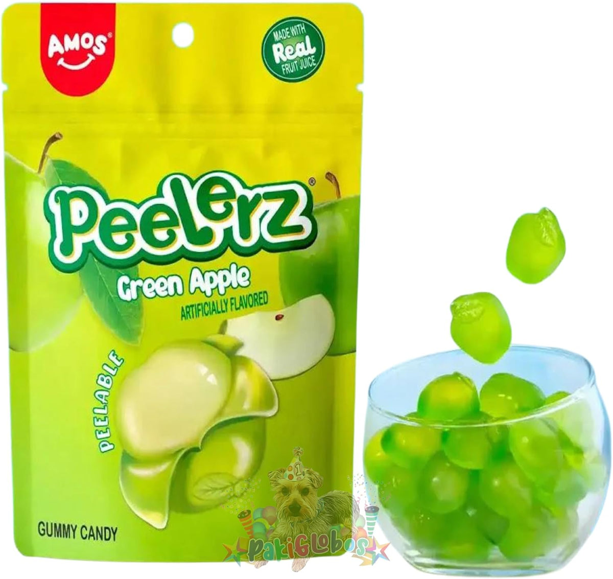 Amos Gomitas de Manzana Peelerz Pelables, Dulces, 65G, Amos, SUGAR_CANDY, Surtido, Paleta, 1 Unidades, Dulces Navideños, Tutsi