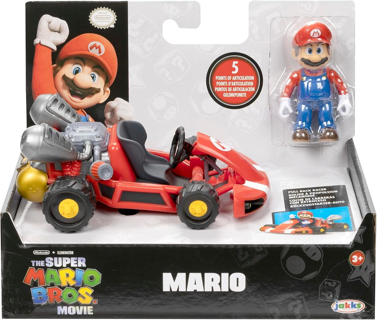 Nintendo Figura Articulada Super Mario Movie Mario con Kart, 2.5''