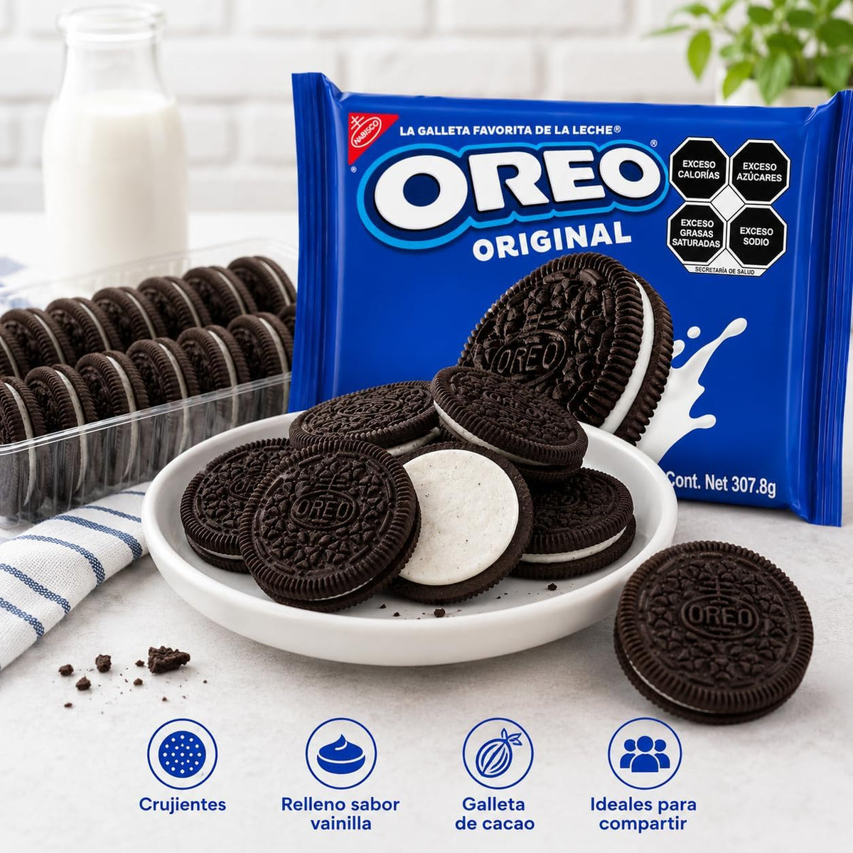 OREO Galletas Original charola con 27 Galletas, 307.8 g