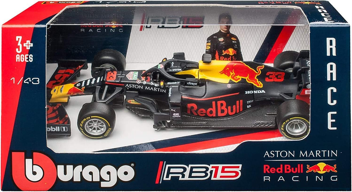 Bburago - Modelo de coche a escala 1/43 Red Bull Racing RB 15 (2019) # 33 de Max Verstappen (azul mate)