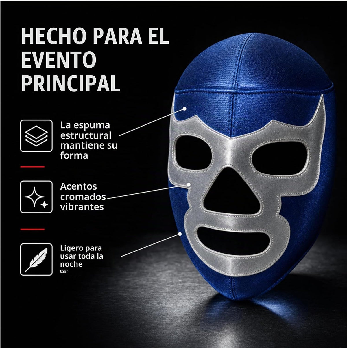 RINGREBELS MASCARILLA AZUL DEMON Lucha última intervensión Luchador Máscara