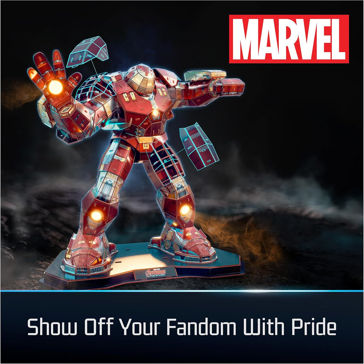 4D Build, Rompecabezas en 3D de Hulkbuster de Marvel con Luces LED y Soporte, Serie Innovation, 348 Piezas, decoración de Escritorio, Rompecabezas 3D para Adultos y niños a Partir de 12 años