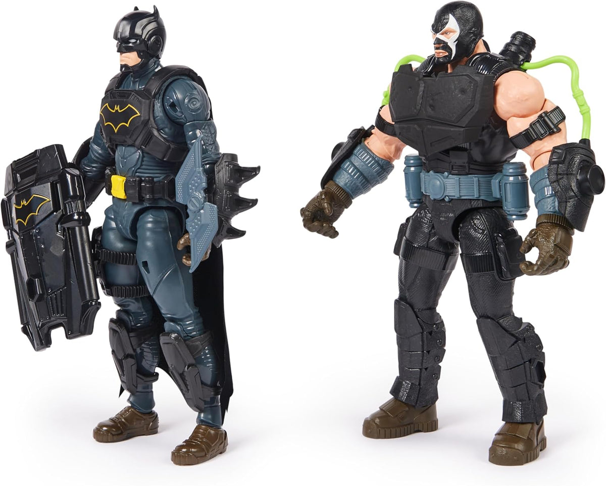 DC Comics, Pack de Batalla de Batman Adventures, Conjunto de Figuras de acción de Bane y Batman, 14 Accesorios de Armadura, Juguete de superhéroe de 30 cm para niños y niñas