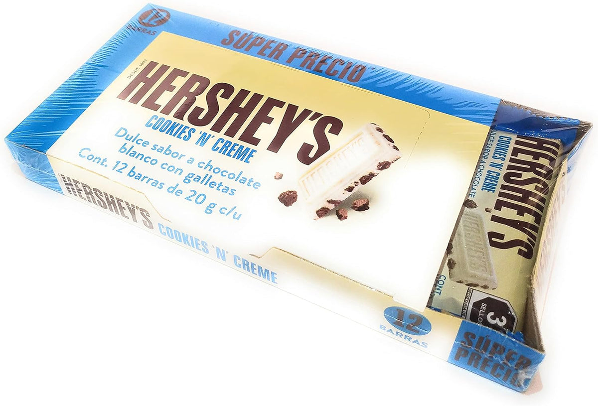 HERSHEY'S | Chocolate Blanco Cookies n Creme Barras 12 Piezas 20g c/u Dulces para Compartir Snack