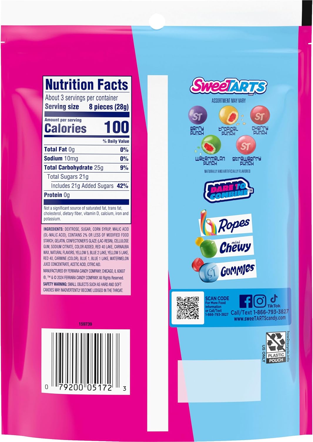 SweeTarts Chewy Fusions, Fruit Punch Medley, 9 onzas