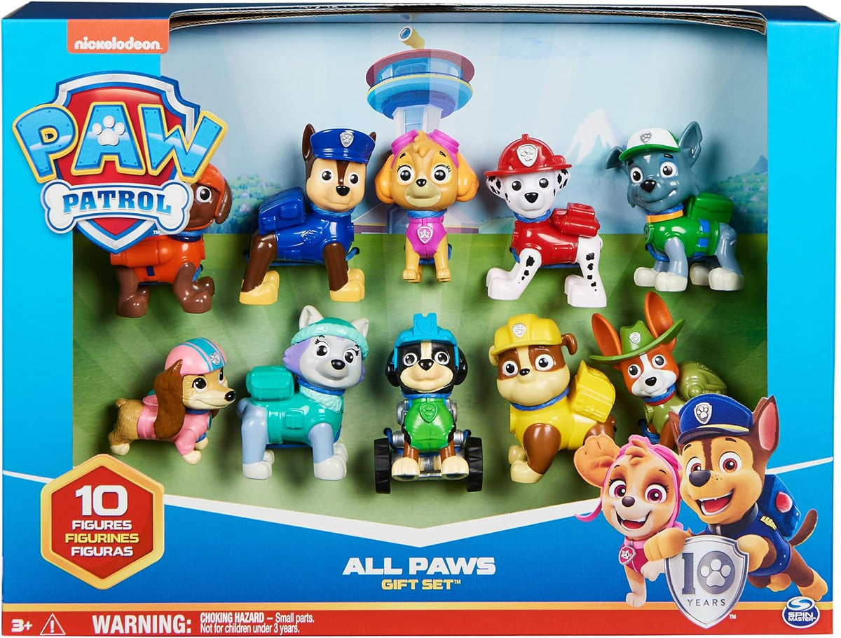 Paw Patrol, 10.º Aniversario, Set de Regalo de Figuras de Juguete con 10 Figuras de acción coleccionables, Juguetes para niños a Partir de 3 años
