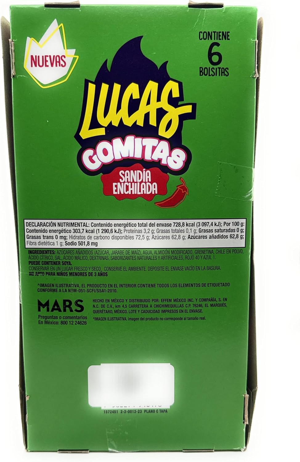 Mars Lucas Gomitas Sabor Sandia Enchilada 6 Bolsitas (240g)