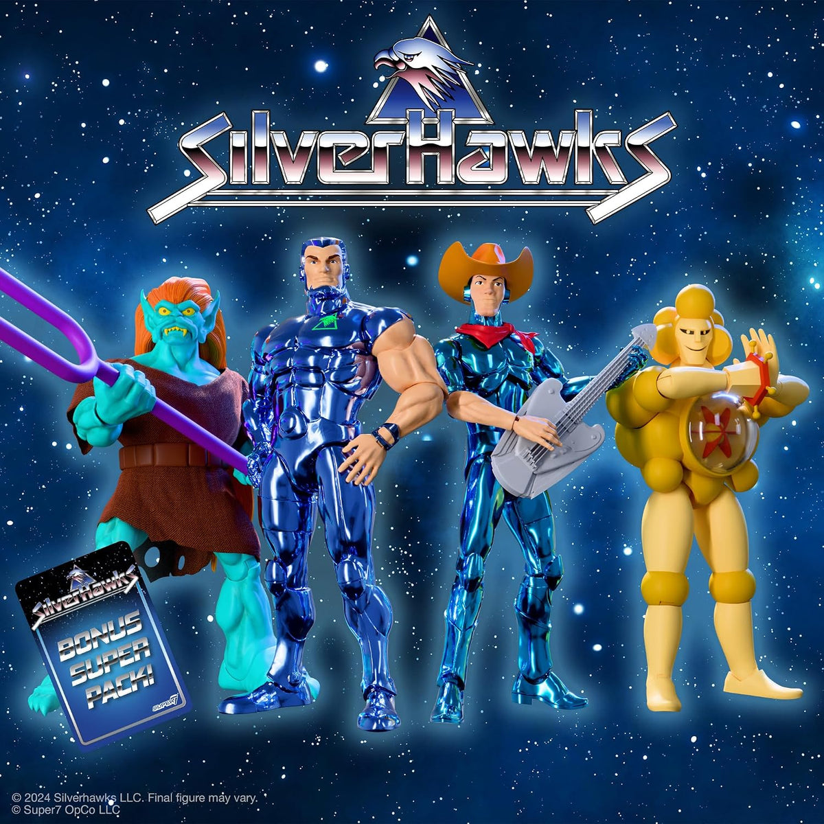 Super7 ULTIMATES! SilverHawks Steelwill (Vac Metal Toy Version) - Figura de acción SilverHawks de 7 Pulgadas con Accesorios coleccionables clásicos de Dibujos Animados