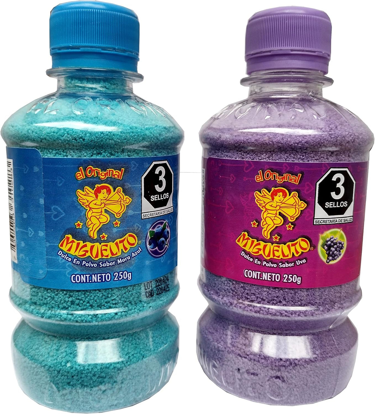 Miguelito Mora Azul + Miguelito Uva - Dulce en polvo sabores mora azul y uva - 250 g c/u