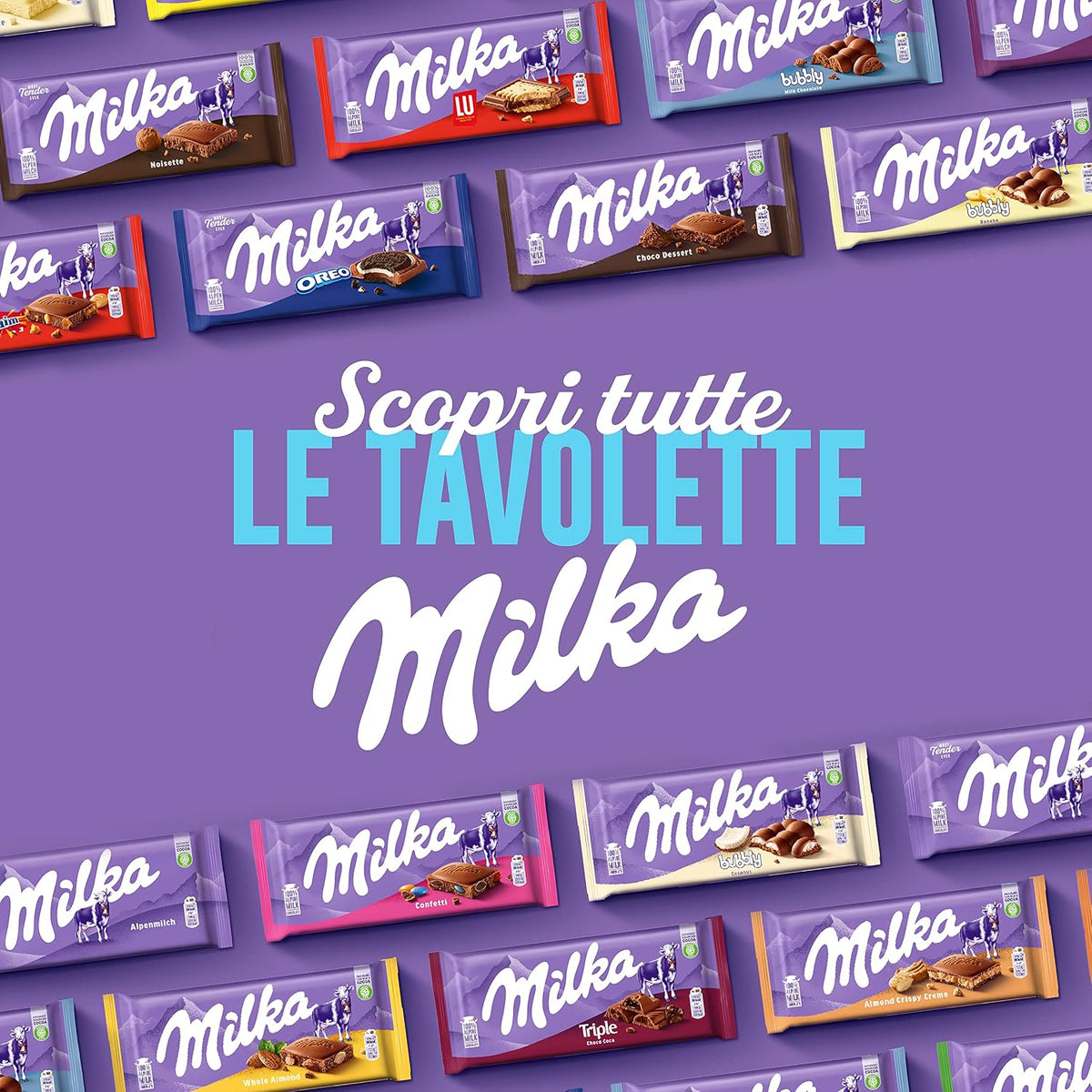 Milka Barra de Chocolate Nueces y Leche, Marrón, 100 g