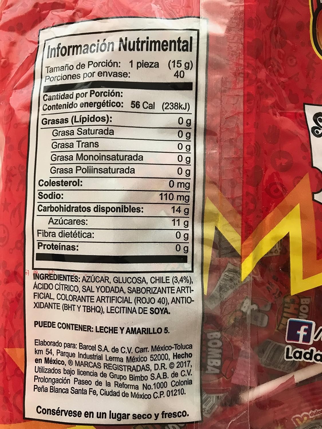 Vero - BOMBA CHILE PALETA (FRESA/CHILE, 600 GR)