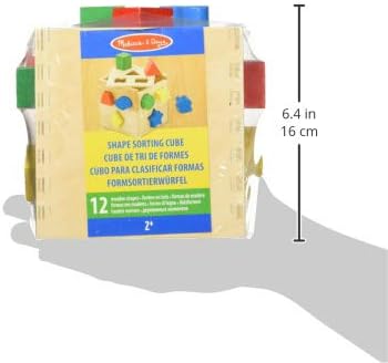 Melissa & Doug Cubo Clasificador de Formas, Juguete de Madera, Juguete Clásico de Desarrollo, Piezas Fáciles de Agarrar (12 Piezas)
