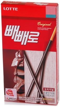 Lotte Pepero Original Chocolate Covered Cookie Stick (Pack de 4)