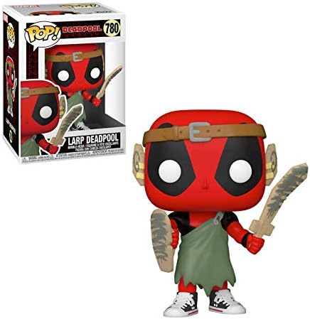POP Marvel: Deadpool 30th - Figura de vinilo de Larping Deadpool Funko (incluido con funda protectora de caja compatible), multicolor, 9,5 cm