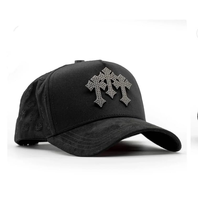 Genérico Gorra Negra con Cruz Gótica Bordada, Diseño de Flores en Relieve, Ajustable con Snapback Chrome Blackout - imagen 2
