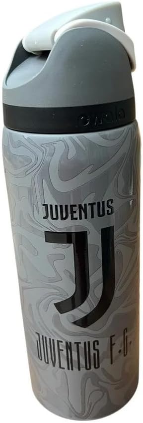 Generico Botella Deportiva Club La Vecchia Signora con Diseño de Jugador Estrella, Gris y Negro, Termo