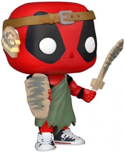 POP Marvel: Deadpool 30th - Figura de vinilo de Larping Deadpool Funko (incluido con funda protectora de caja compatible), multicolor, 9,5 cm