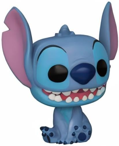 Funko Disney: Lilo & Stitch - Figura de vinilo con diseño de puntada sentada sonriente (incluida con funda protectora de caja emergente)