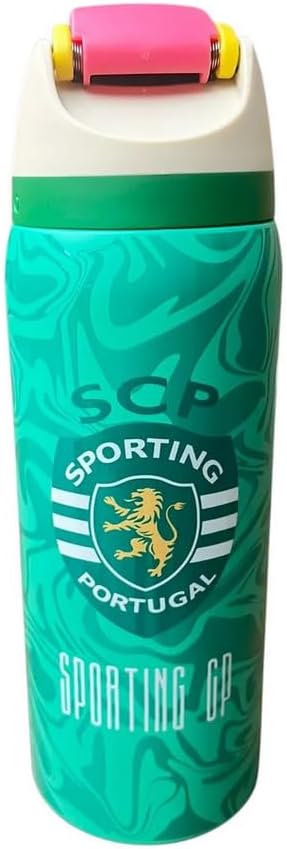 Genérico Botella de Agua Deportiva con Botón, Diseño del Club Sporting de Fútbol de Portugal, Verde, CR28, Termo