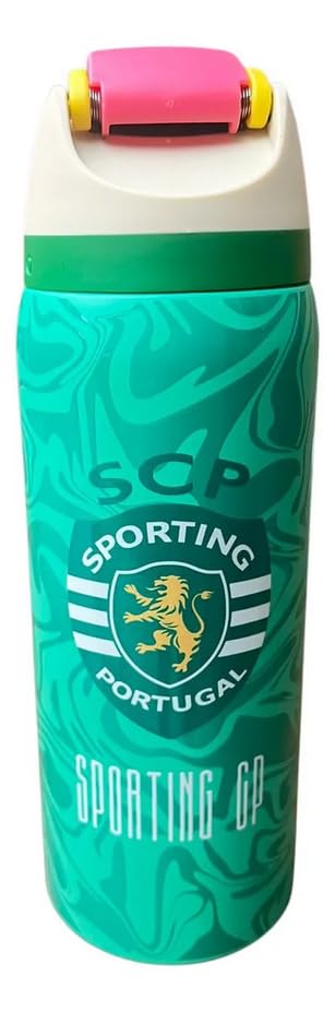 Genérico Botella de Agua Deportiva con Botón, Diseño del Club Sporting de Fútbol de Portugal, Verde, CR28, Termo - imagen 2