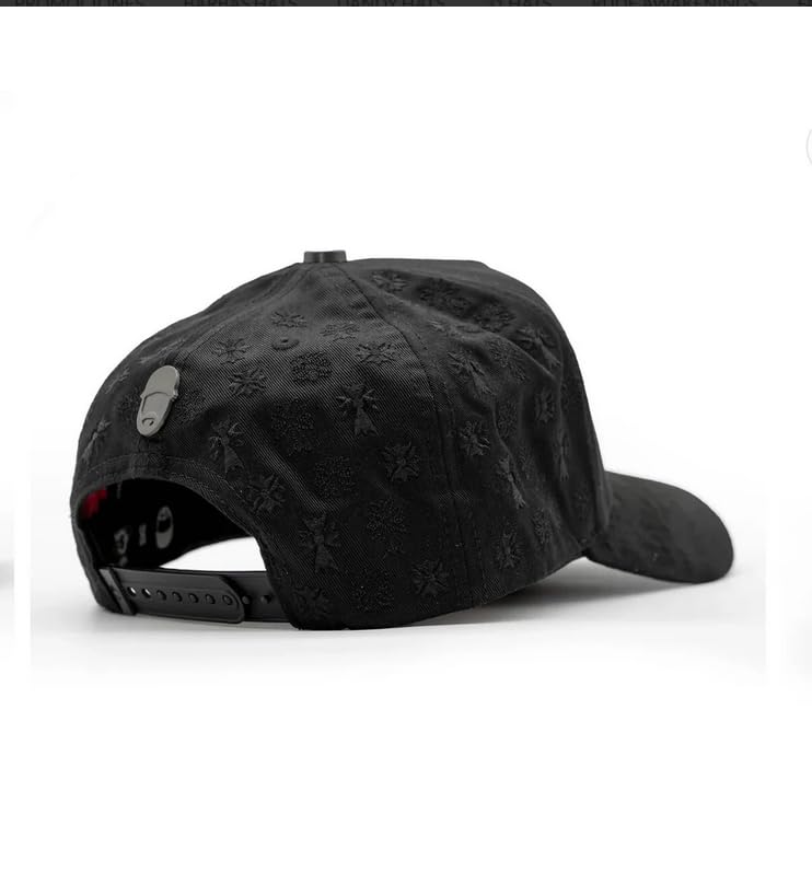 Genérico Gorra Negra con Cruz Gótica Bordada, Diseño de Flores en Relieve, Ajustable con Snapback Chrome Blackout - imagen 3