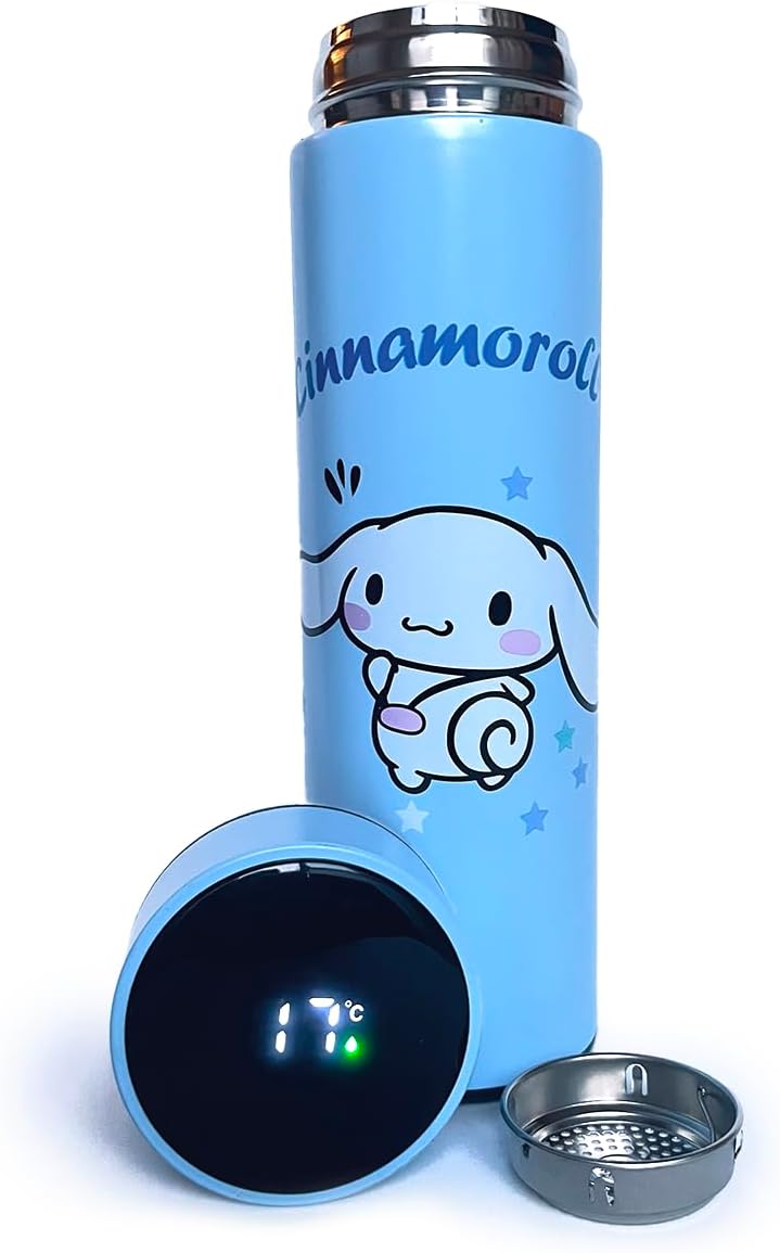 Ult Termo Inteligente de Acero Inoxidable de Cinnamoroll, Termo bonito aislante de bebidas frias y calientes, Pantalla LED Táctil Inteligente con Temperatura de Cinnamoroll Sanrio