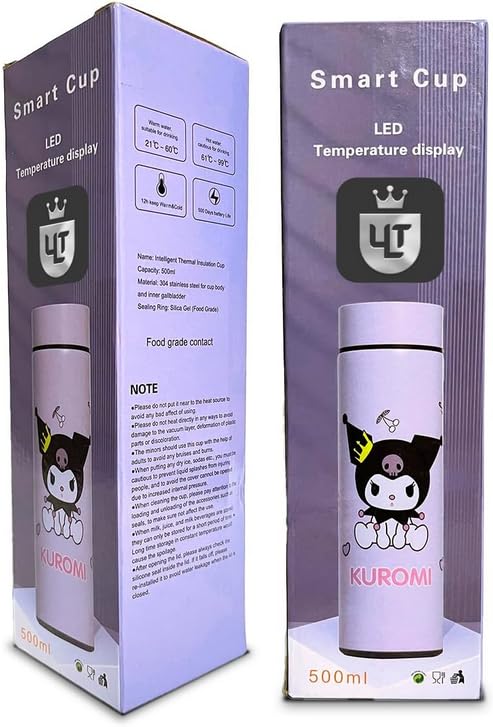 Ult Termo bonito de Acero Inoxidable de Kuromi Corazon negro Aislante de bebidas frias y calientes Kuromi Sanrio - imagen 4