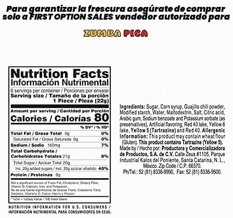 Zumba Goma Mango Goma Cubierta de Dulce Artificial de Tamarindo, Sabor de caramelo Gomita Sabor Mango Cubierta de Dulce Artificial de Tamarindo, 1 bolsa de 1 lb