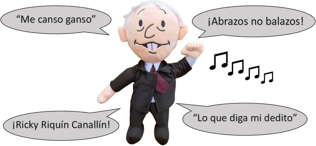 BECDEL SHOP AMLO Peluche Parlante con Sonido, 55cm Alto, Peje Presidente, Adorable - Resistente - Tierno, con Frases características del Presidente, Ideal para colección o Regalo