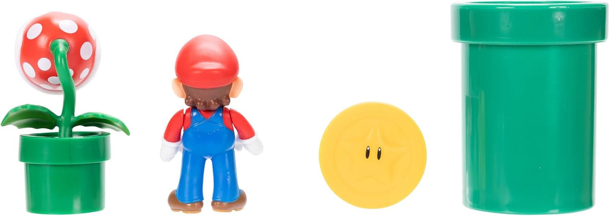 Nintendo Super Mario Soda Jungle Diorama Incluye 3 Cifras y 2 Accesorios: 2.5 Pulgadas Mario, Wiggler, Planta Piraña, Tubo de urdimbre, Moneda. A Partir de 3 años (Licencia Oficial)