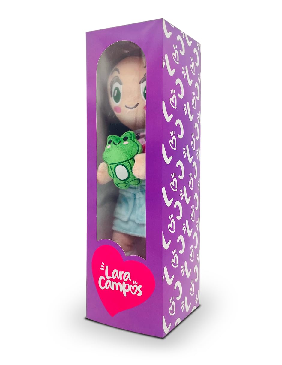 Ult Premium Peluche Lara con Rana Rhenne Scrunchie de Lara Lara Muñeca Acompañante de Aventuras Materiales Suaves Campos Verd