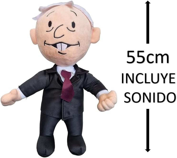 BECDEL SHOP AMLO Peluche Parlante con Sonido, 55cm Alto, Peje Presidente, Adorable - Resistente - Tierno, con Frases características del Presidente, Ideal para colección o Regalo