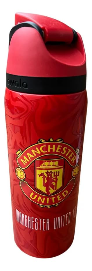 Genérico Botella de Agua Deportiva, Manchester Diablos Rojos United, Rojo, con Tapa con Boton, Diseño del Equipo Red Devils, 