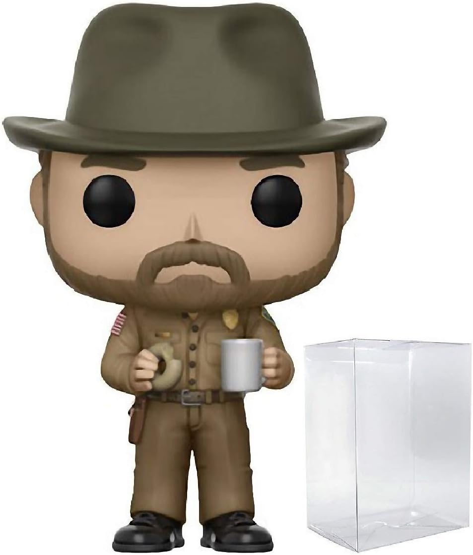 Funko Stranger Things – Chief Hopper con Donut Pop! Figura de vinilo (incluye funda protectora compatible con caja pop)