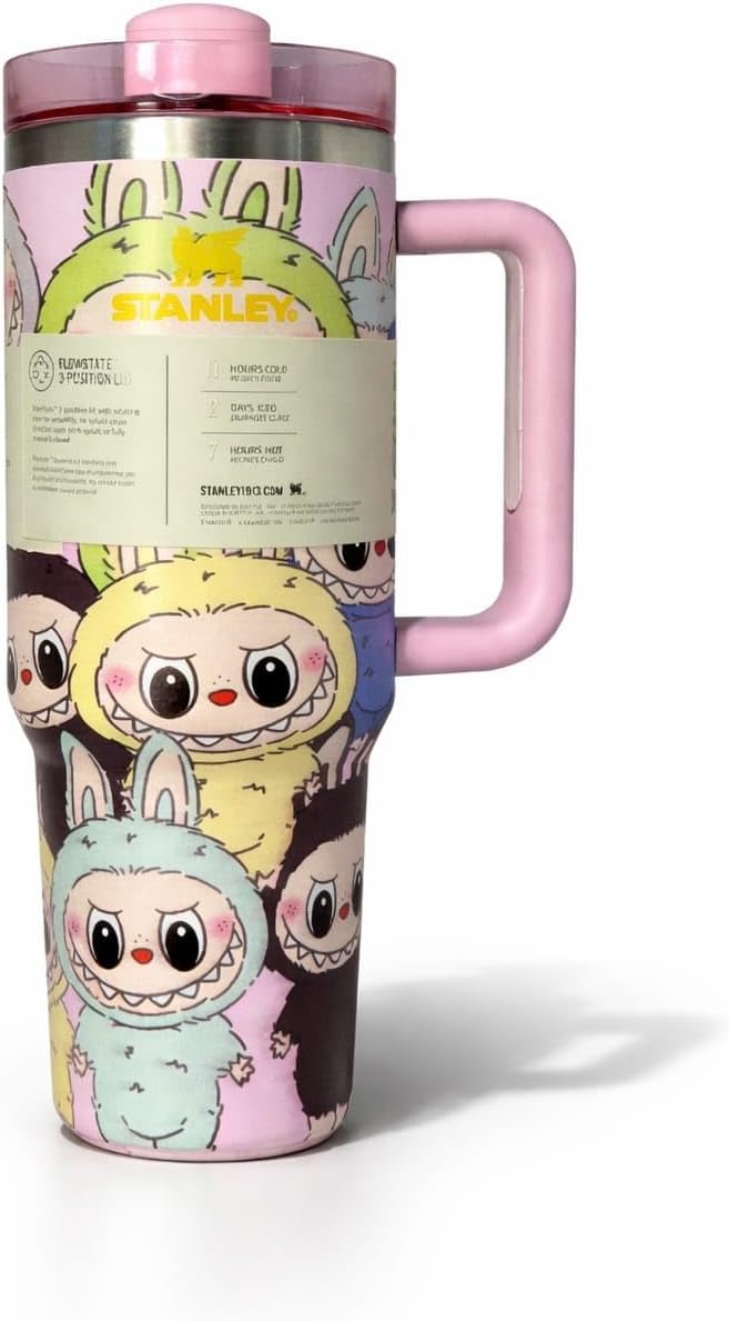 Generico Termo de Agua con Asa, 40 oz, 1.18 L, Diseño de Criaturas de Fantasia, Edicion Especial Color Rosa, Acero Inoxidable