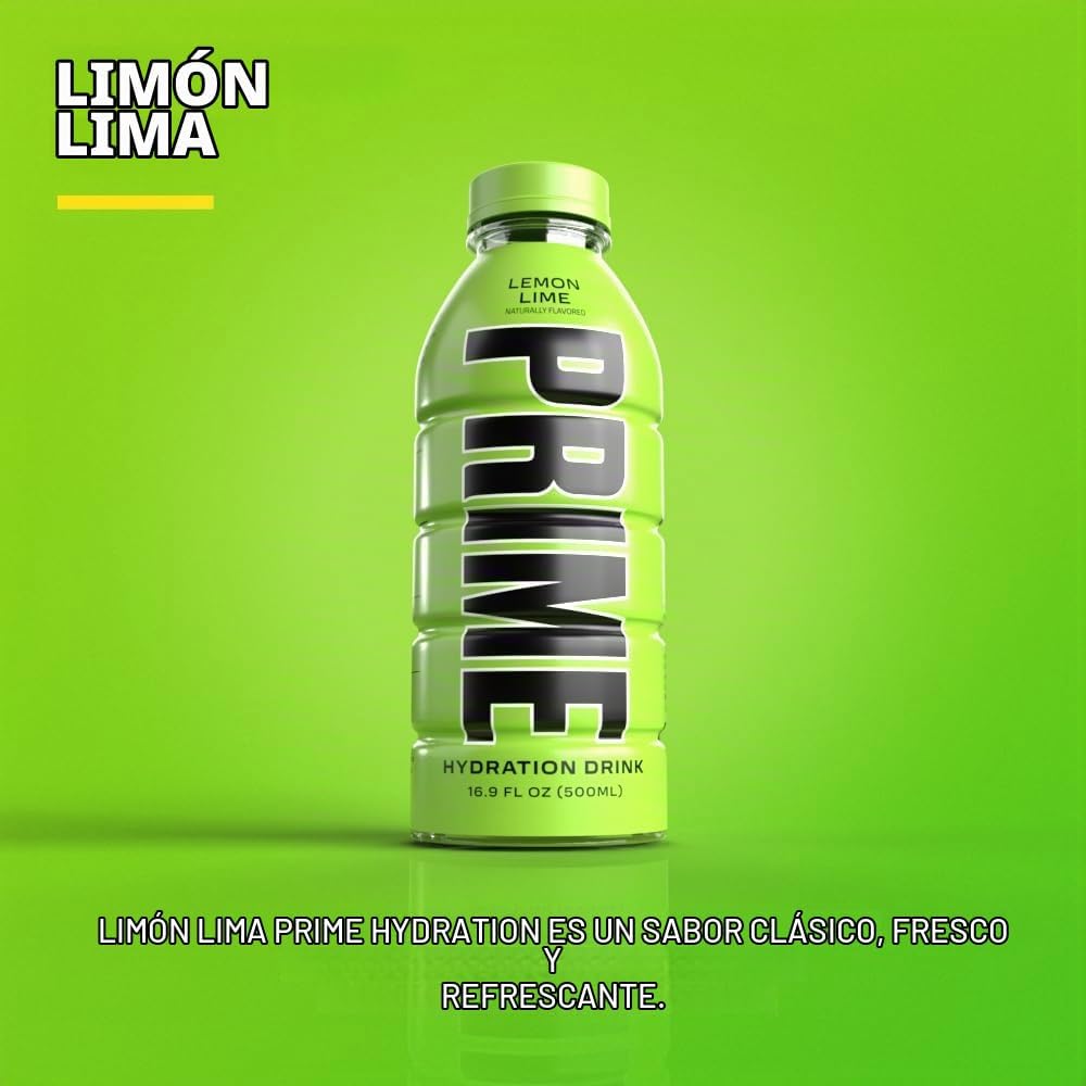 PRIME HYDRATION Prime Hidratación con mezcla BCAA para recuperación muscular Lima Limón (12 bebidas, 16 onzas líquidas. cada uno)