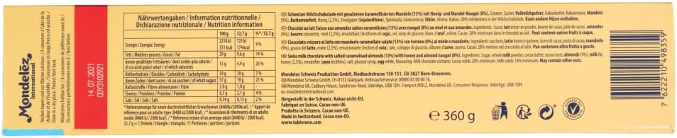 Toblerone Crunchy Almonds 360g Chocolate Candy