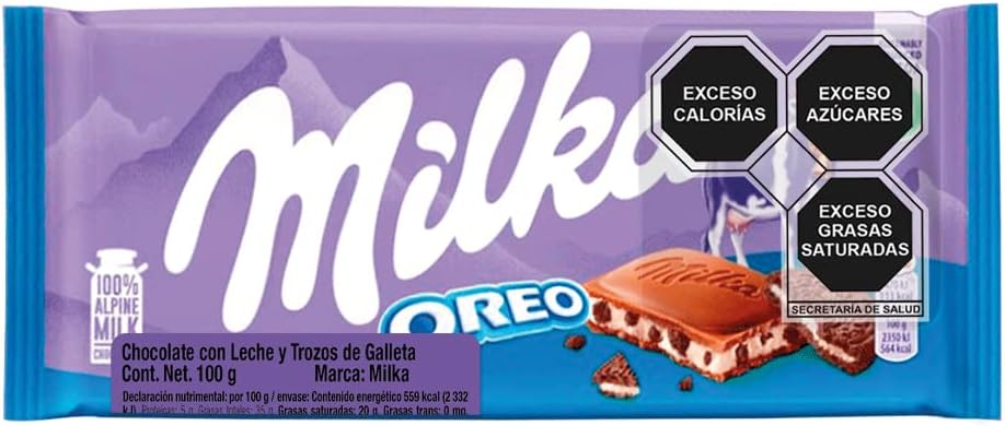 Milka Barra de Chocolate Oreo, Marrón/Blanco, 100 g