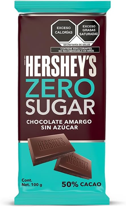 HERSHEY´S – Zero Sugar, Barra de Chocolate Sin Azúcar 100 g, Chocolate Oscuro Premium, Endulzado Sin Azúcar Añadida, Ideal para Regalo, Snack Saludable, Opción Baja en Azúcar y Sin Culpa