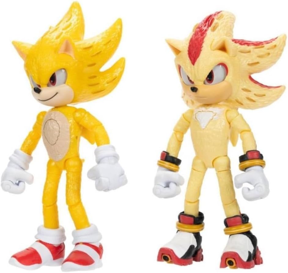 JAKKS Pacific Sonic The Hedgehog Juego de figuras de acción Super Sonic y Super Shadow con luz